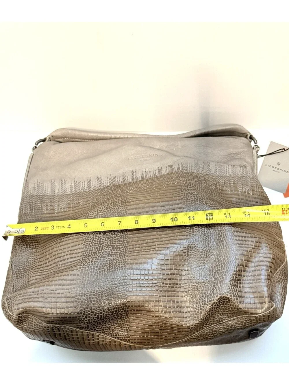Liebeskind Berlin Leather Hobo Shoulder Bag Taupe Lizard Embossed NWT Dust Bag - Picture 4 of 9